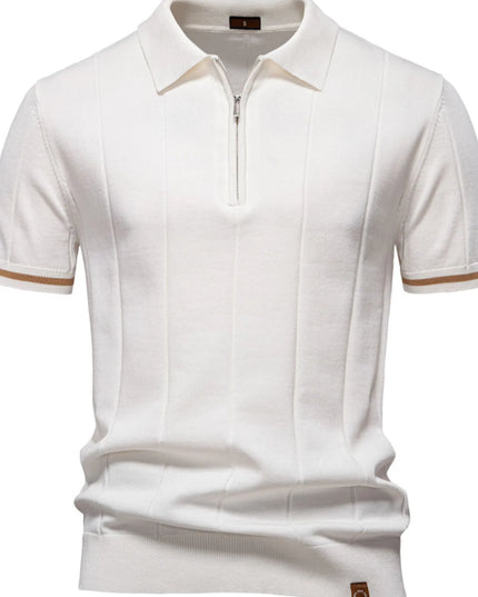 Men's Classic Zip-Neck Knitted Polo Shirt