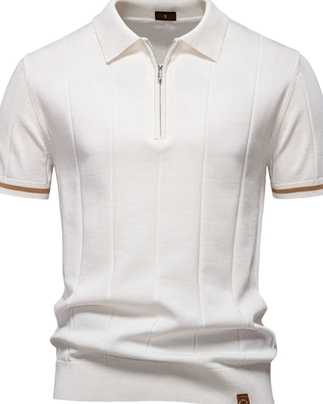 Men's Classic Zip-Neck Knitted Polo Shirt