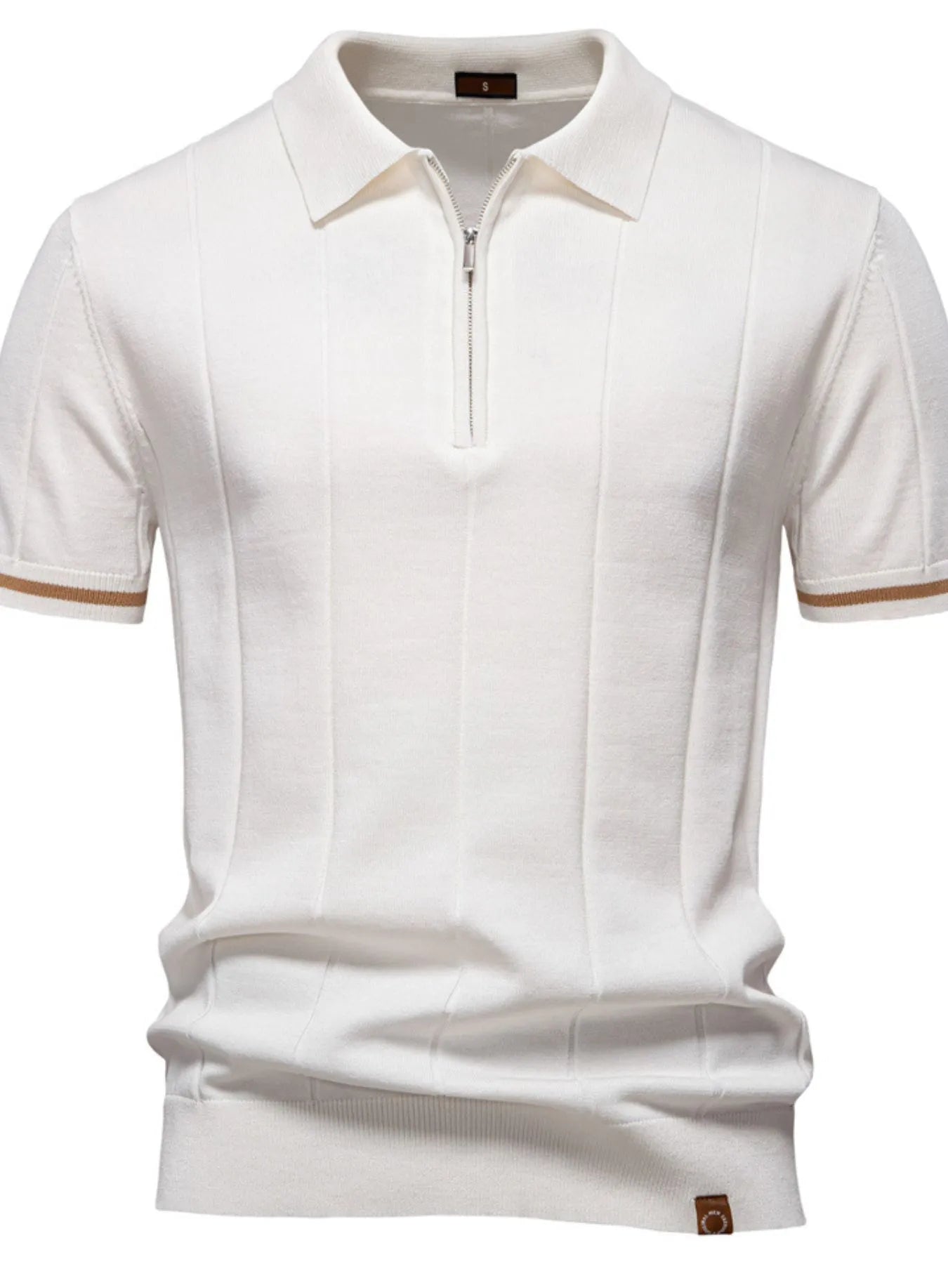 Men's Classic Zip-Neck Knitted Polo Shirt