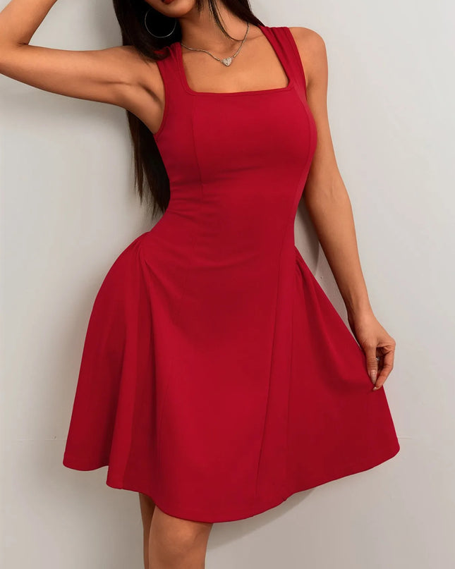 Square Neck Sleeveless Mini Dress
