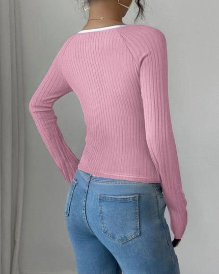 Contrast Trim Long Sleeve T-Shirt