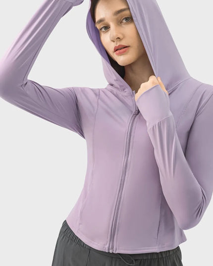 Millennia Pocketed Zip Up Hooded Long Sleeve Active Outerwear