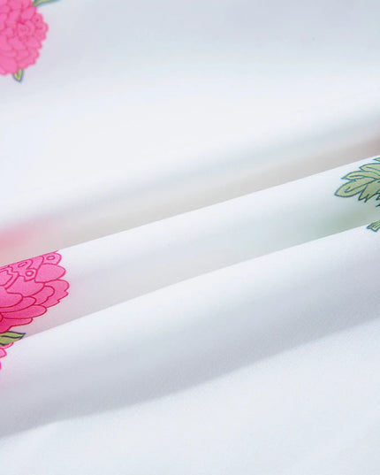 Floral Print Half Button Mandarin Neck 3/4 Sleeve Maxi Dress