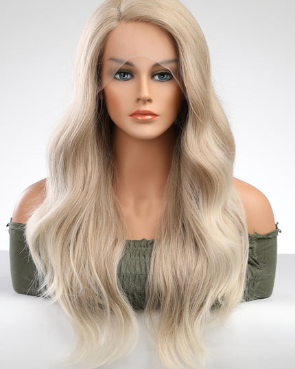 13*2" Lace Front Wigs Synthetic Long Wave 25" 150% Density Blonde One Size
