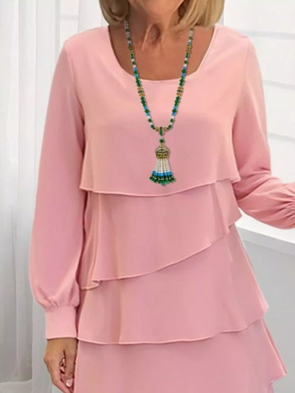 Full Size Layered Long Sleeve Mini Dress Plus Size