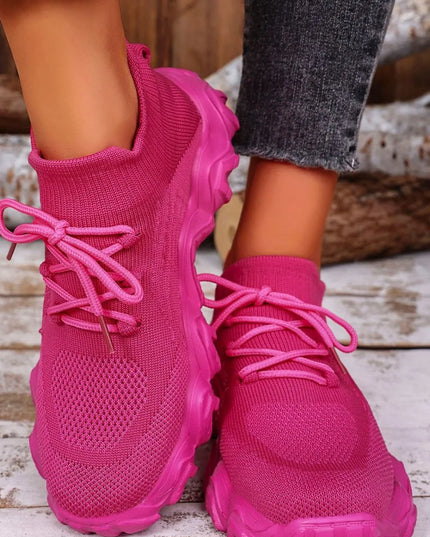 Mesh Lace-Up Round Toe Athletic 