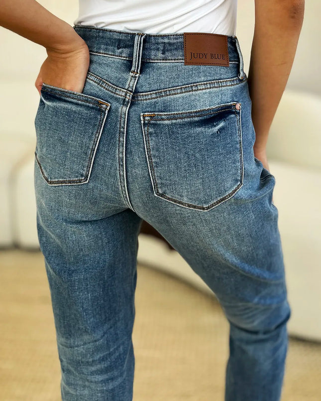 Judy Blue Full Size Mid Rise Rigid Magic Release Hem Jeans