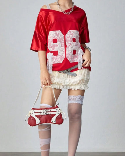 Oversized Number 98 Half Sleeve T-Shirt