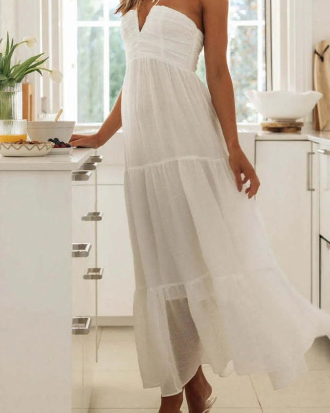 Tiered Halter Neck Printed Cami Dress 