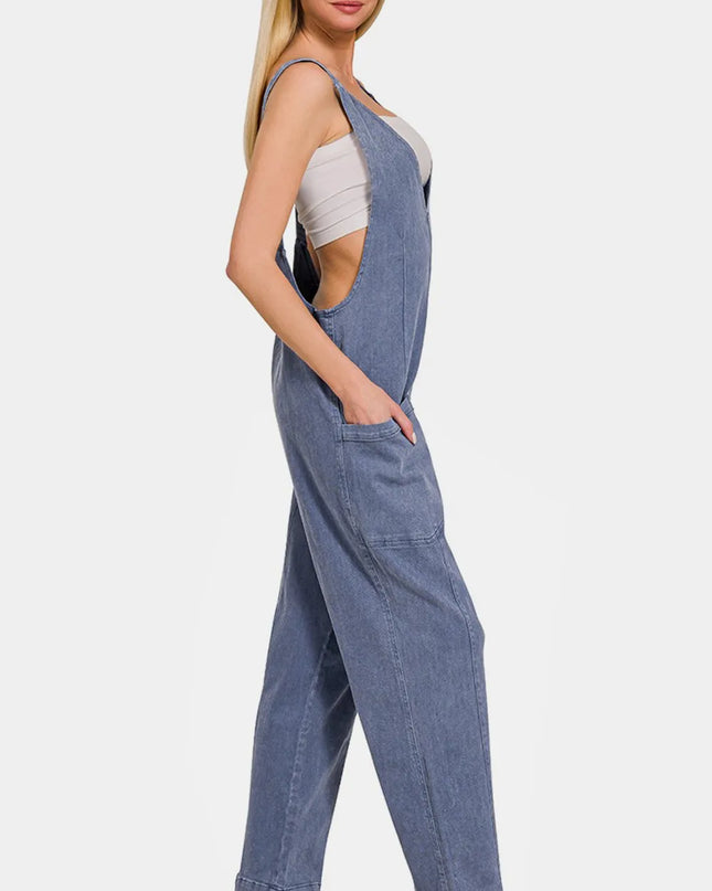 Zenana Pocketed Wide Strap Jumpsuit