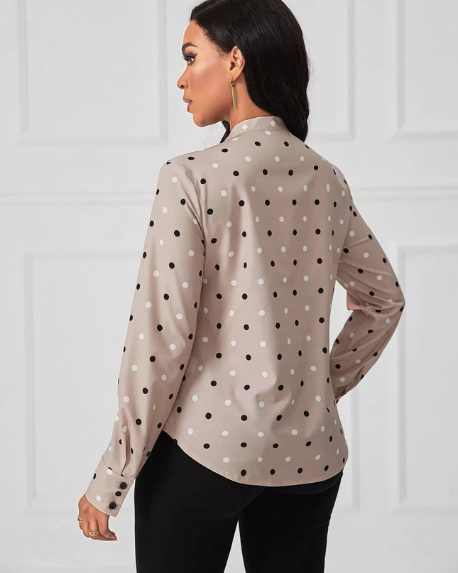 Polka Dot Tie Neck Blouse