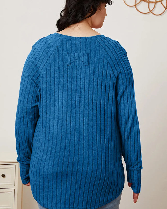 Basic Bae Full Size Ribbed Thumbhole Sleeve T-Shirt