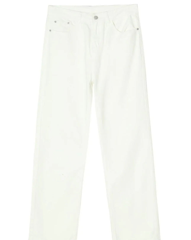 Washed Straight-Leg Slim Jeans