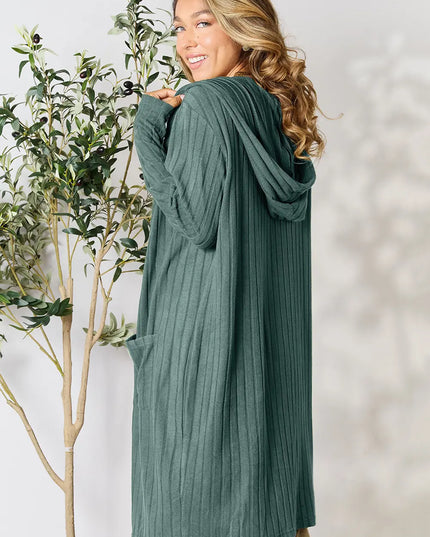 Basic Bae Full Size Hooded Sweater Cardigan