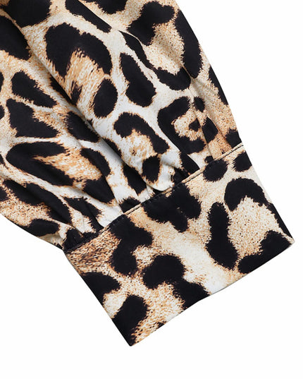 Leopard Print Tie Front Blouse 