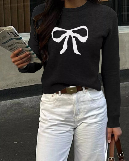 Bow Round Neck Knit Top