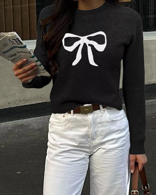 Bow Round Neck Knit Top