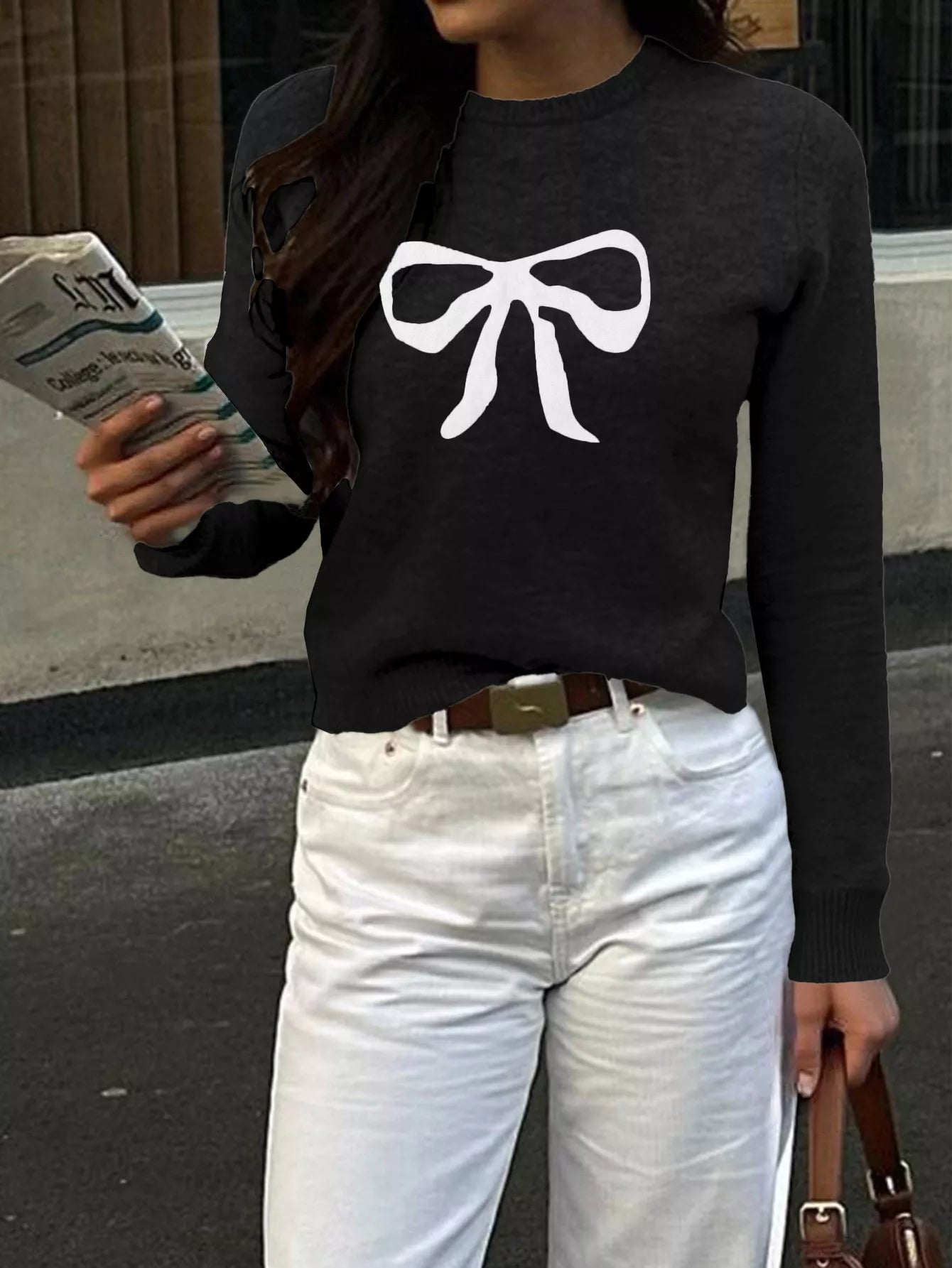 Bow Round Neck Knit Top