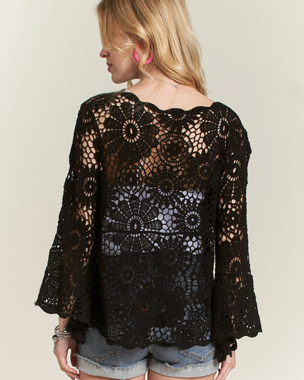 ADORA Bell Sleeve Crochet Top