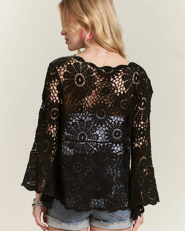 ADORA Bell Sleeve Crochet Top