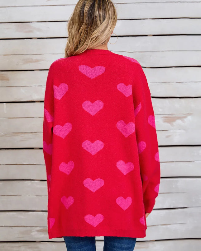 Angel Wings Heart Open Front Long Sleeve Cardigan