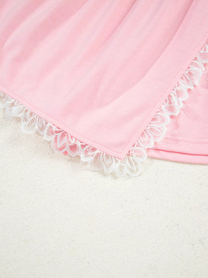 Peter Pan Lace Embellished Neck Sweatshirt and Skirt Two Piece Set