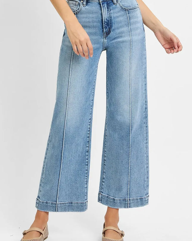 RISEN Full Size High Rise Crop Wide Leg Jeans Plus Size