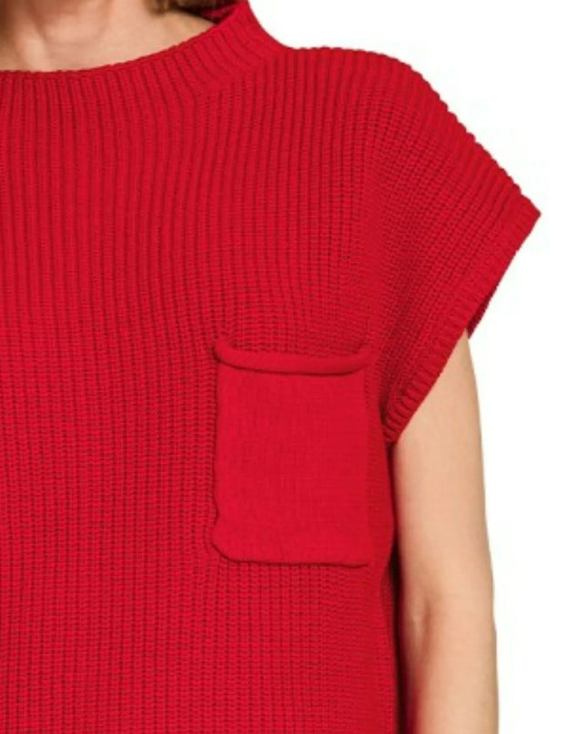 Zenana Mock Neck Short Sleeve Sweater