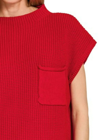 Zenana Mock Neck Short Sleeve Sweater