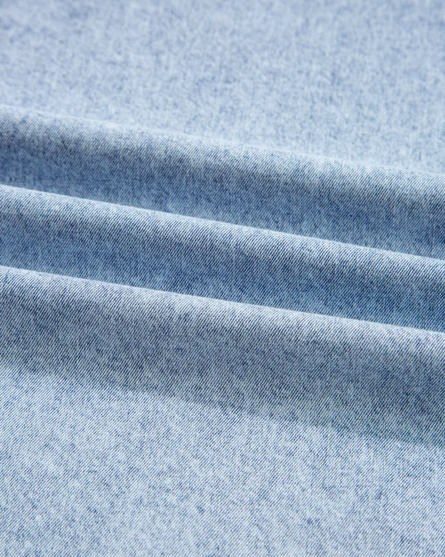 Chest Pocket Raw Hem Denim Loose Shirt Dress