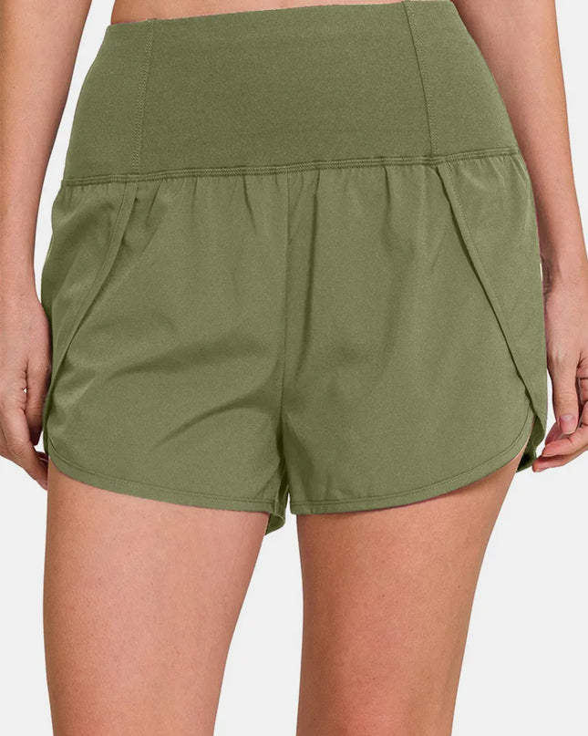 Zenana High-Waisted Zippered Back Pocket Active Shorts