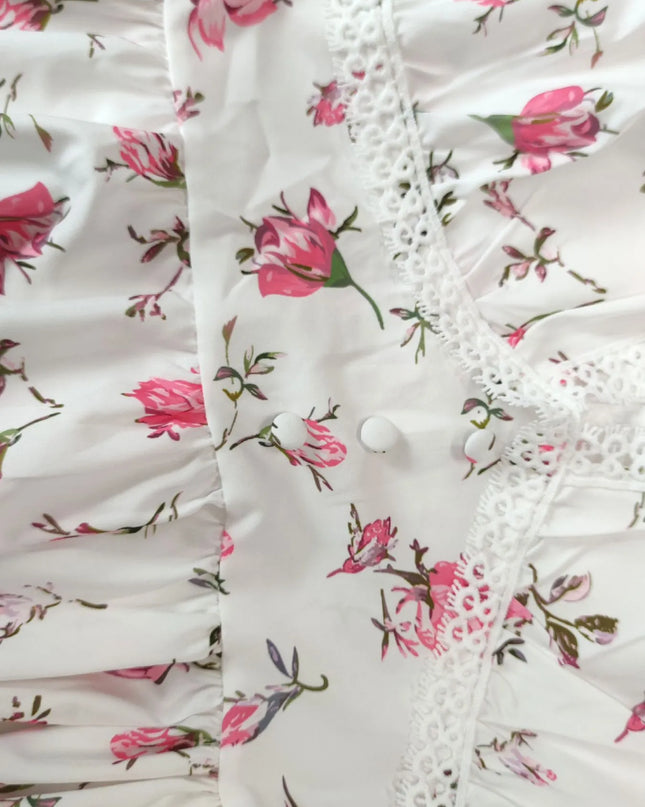 Full Size Floral V-Neck Long Sleeve Mini Dress Plus Size