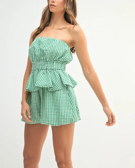 MABLE Gingham Tube Top and Shorts Set
