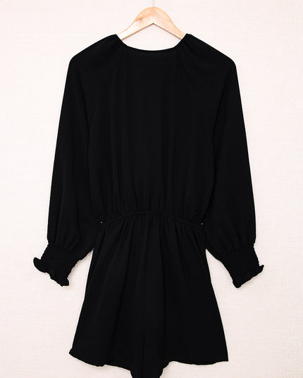 Tied Flounce Sleeve Plunge Romper