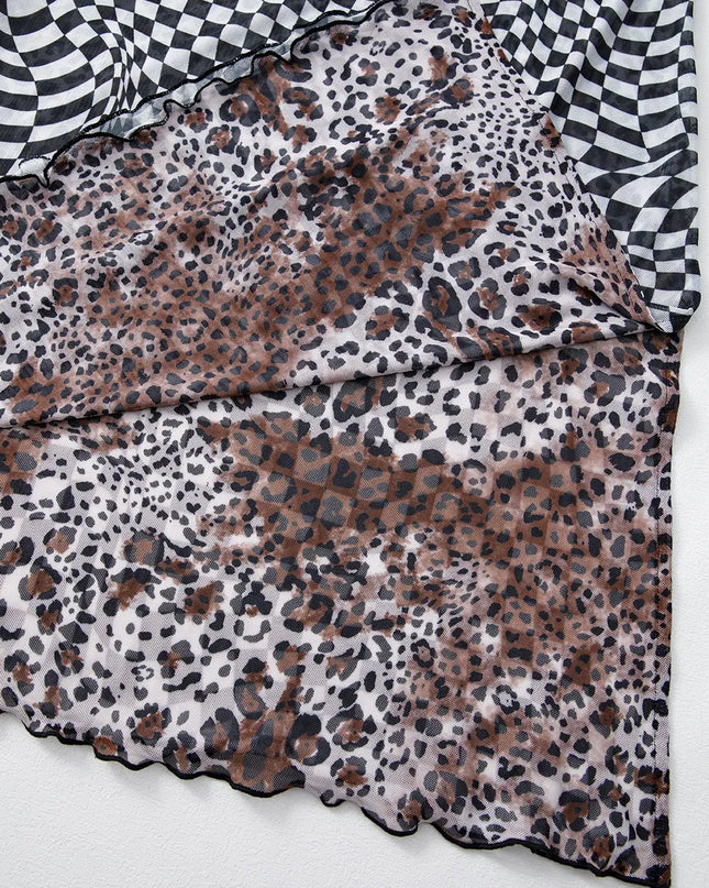 Checkered Round Neck Sleeveless Midi Dress 