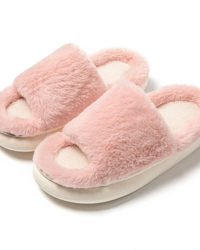 Fluffy Open Toe Comfort Slippers