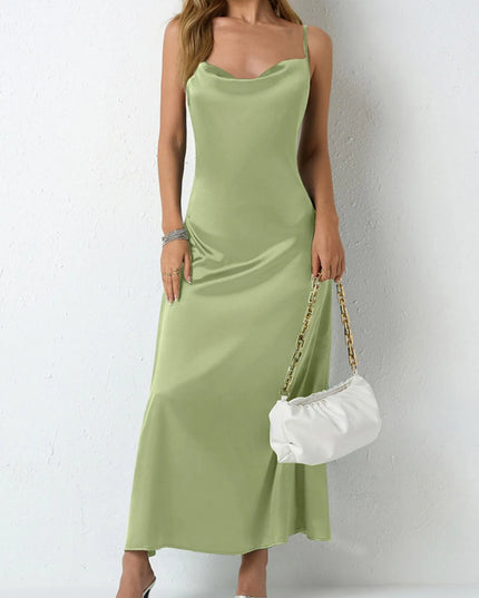 Satin Cowl Neck Cami Dress