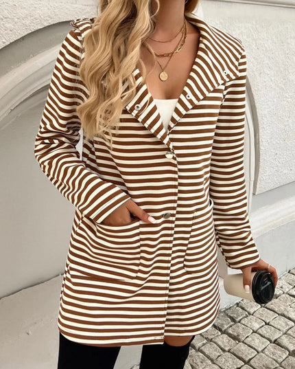Devine Striped Long Sleeve Hooded Outerwear