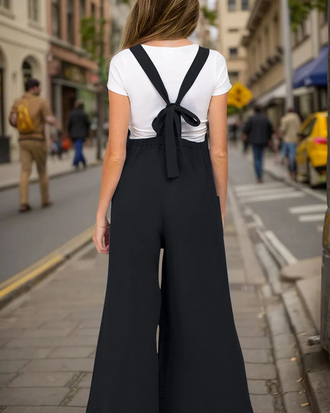 Double Take Full Size Wide Leg Overalls with Pockets