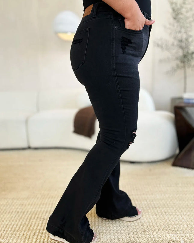 Judy Blue Full Size High Waist Distressed Flare Jeans