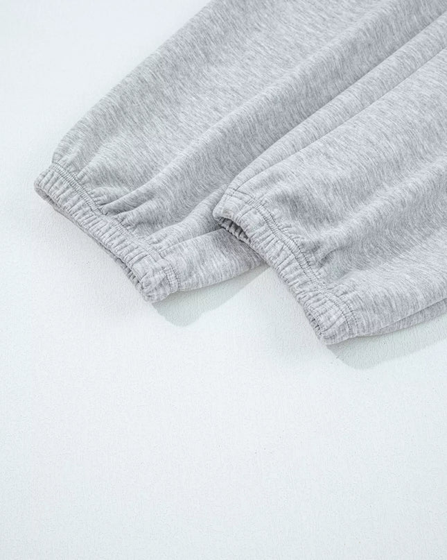 Zip Collar Long Sleeve Top and Drawstring Pants Set