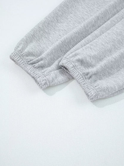 Zip Collar Long Sleeve Top and Drawstring Pants Set