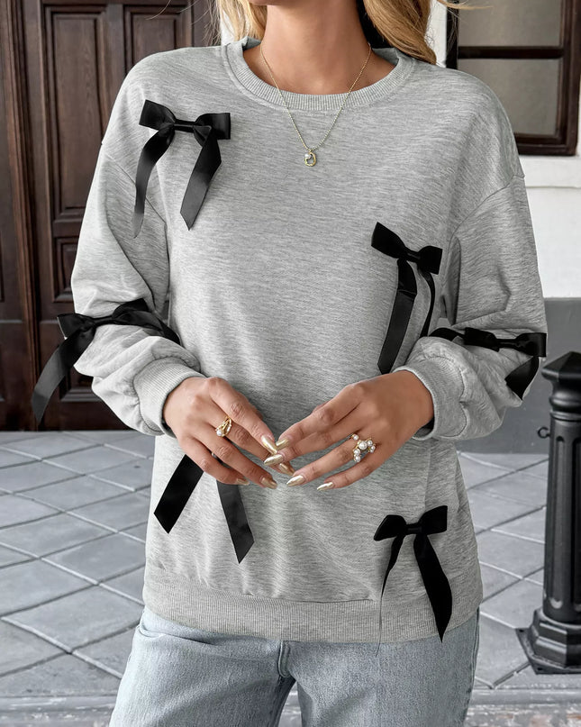 Bow Detail Round Neck Sweatshirt