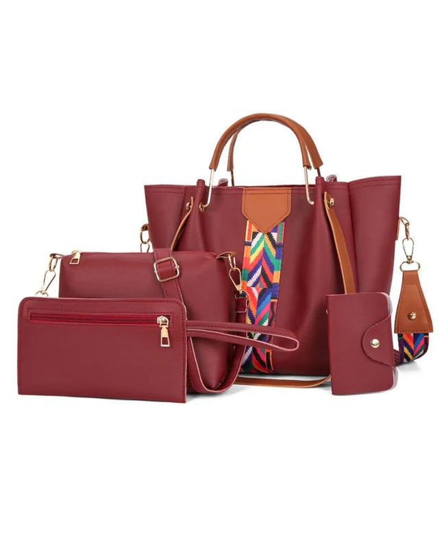 4-Piece Geometric Strap Bag Set 