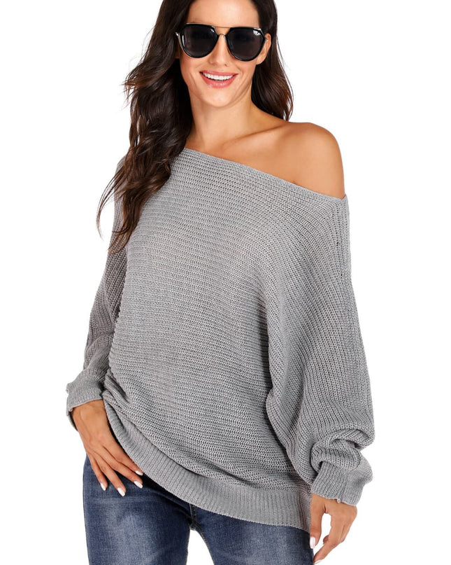 One Shoulder Dolman Sleeve Sweater