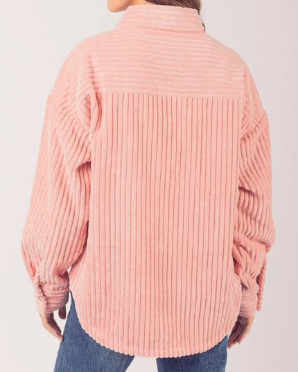 Button Up Long Sleeve Corduroy Jacket