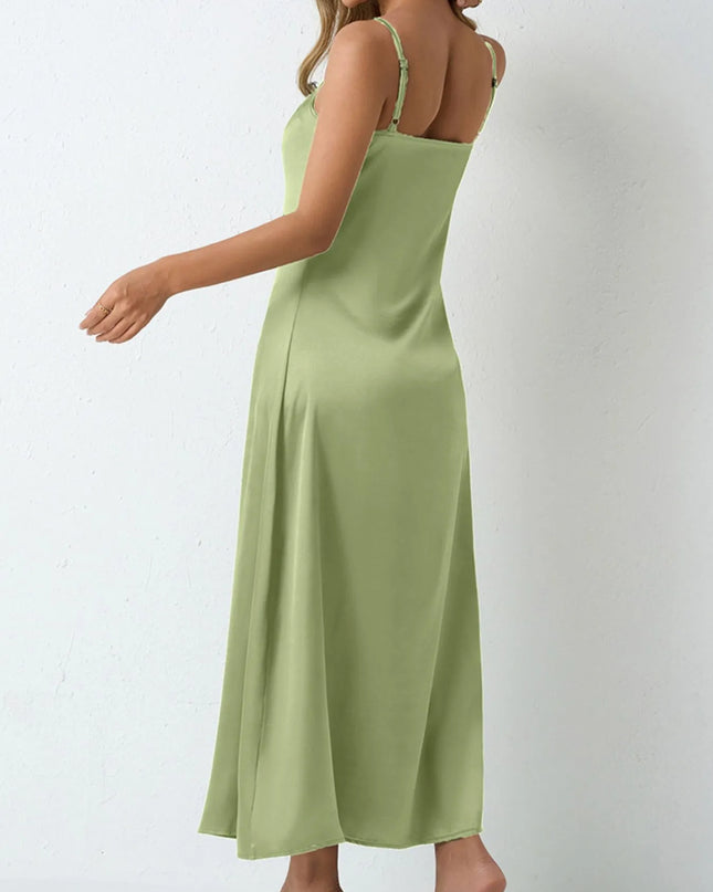 Satin Cowl Neck Cami Dress