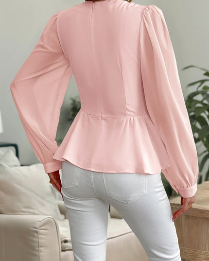 Flower Surplice Long Sleeve Blouse 