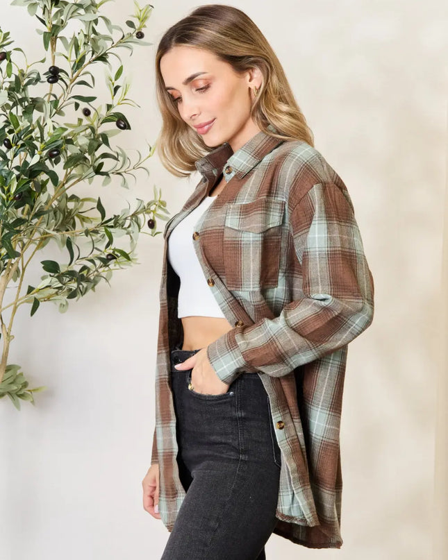 Mandy Plaid Dropped Shoulder Shirt