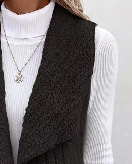 Open Front Fuzzy Vest Coat